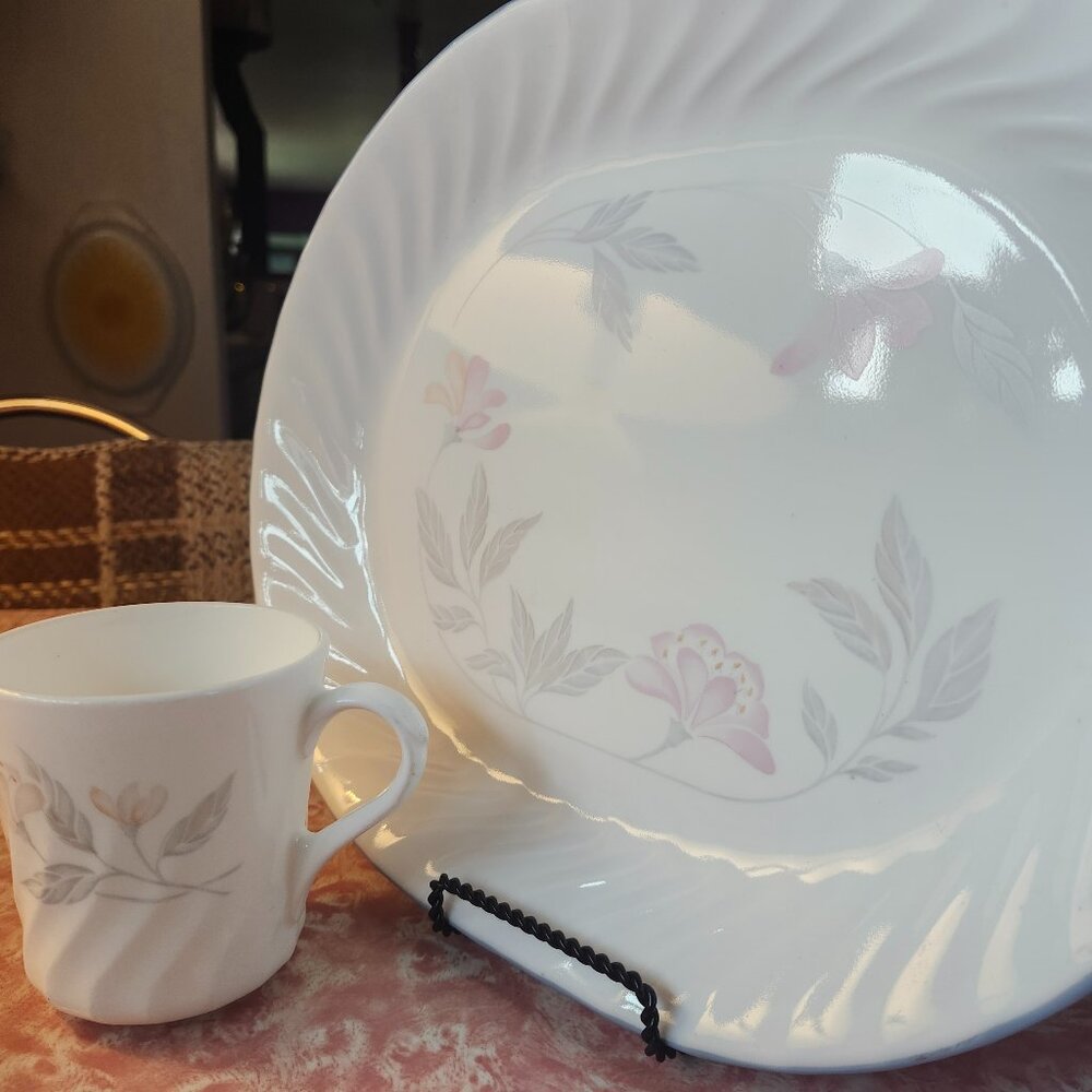 Corelle floral platter with matching mug